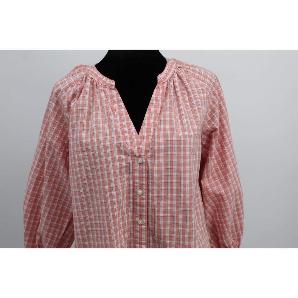 Levi's XSmall Top Lainey Blouse Mona Plaid Terra Cotta Orange 100% cotton EXC - Picture 3 of 10